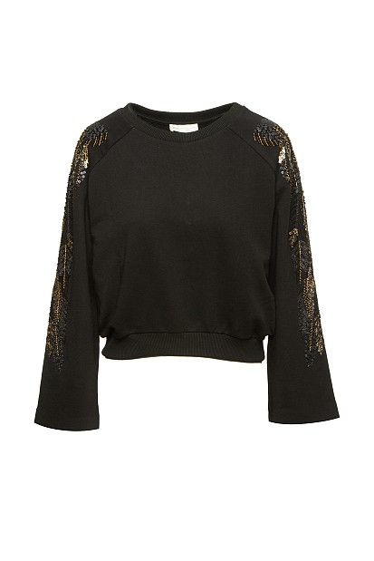 Sweatshirt with embroidered sleeves