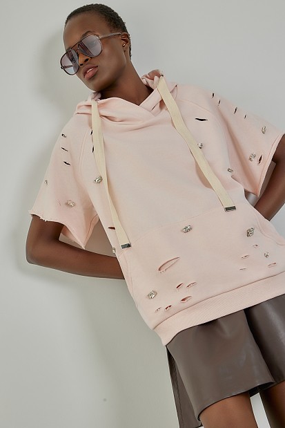 Hooded cotton sweatshirt