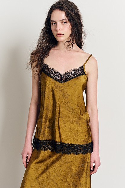 Satin top with lace