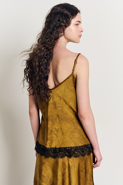 Satin top with lace