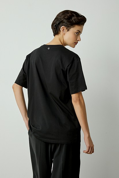 Overisez t-shirt with print and rhinestones