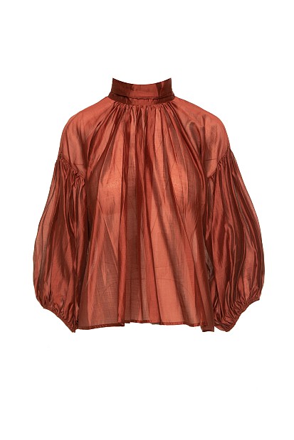 Blouse with turtleneck and balloon sleeves