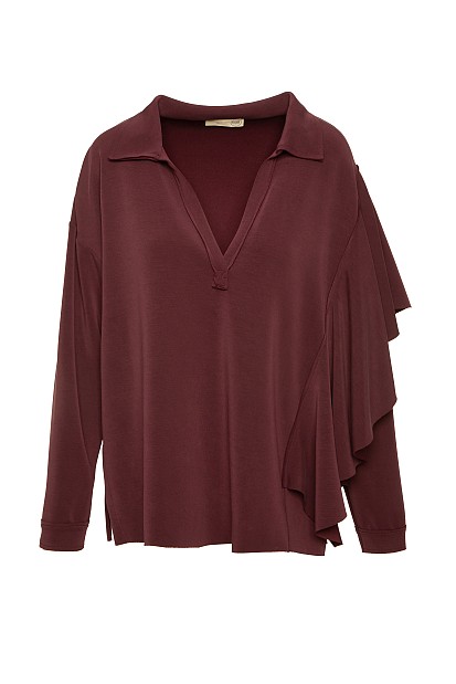 Μπλούζα V-neck με βολάν