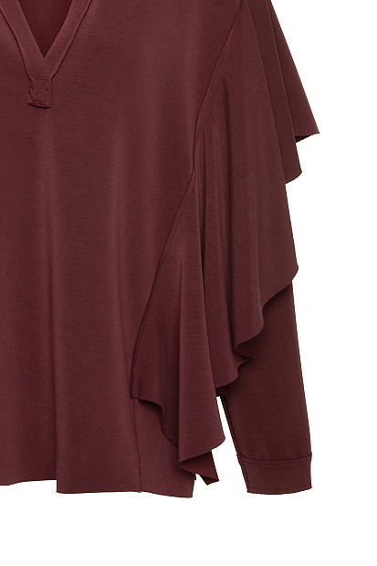 Μπλούζα V-neck με βολάν