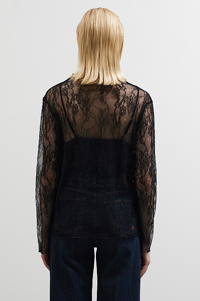 Διαφανής μπλούζα με δαντέλα