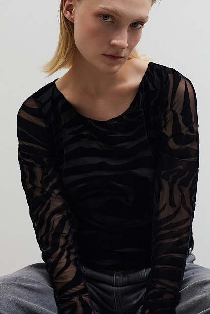 Semi sheer zebra top