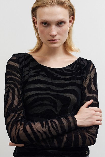 Semi sheer zebra top