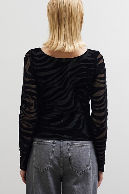 Semi sheer zebra top