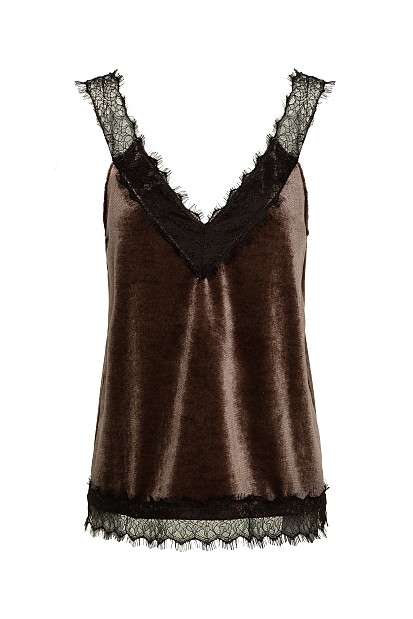 Velvet top with lace