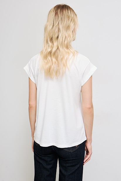 T-shirt with print and rhinestones