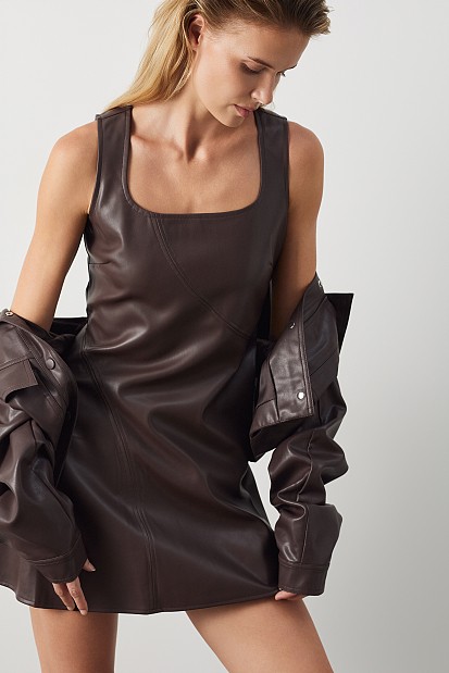 Mini leather look dress