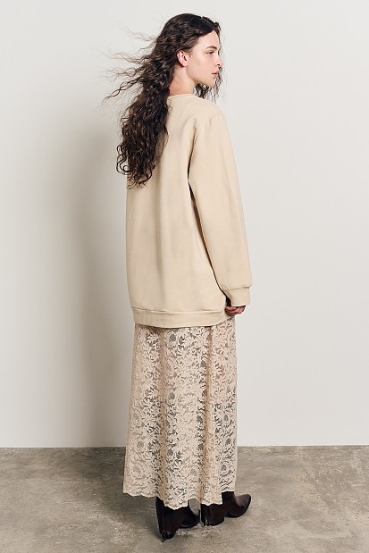 Maxi dress sweatshirt with lace