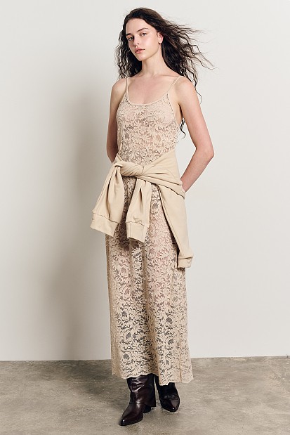 Maxi dress sweatshirt with lace
