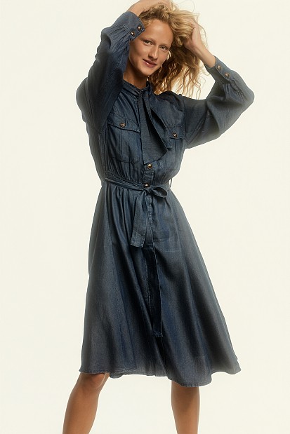 Μάξι σεμιζιέ denim φόρεμα