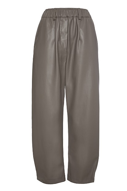 Leather look pants with elastic band