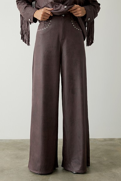 Leather look flared pants
