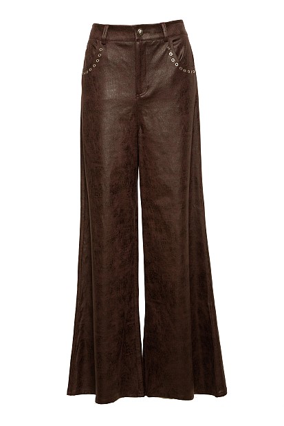 Leather look flared pants