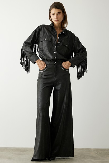 Leather look παντελόνι καμπάνα
