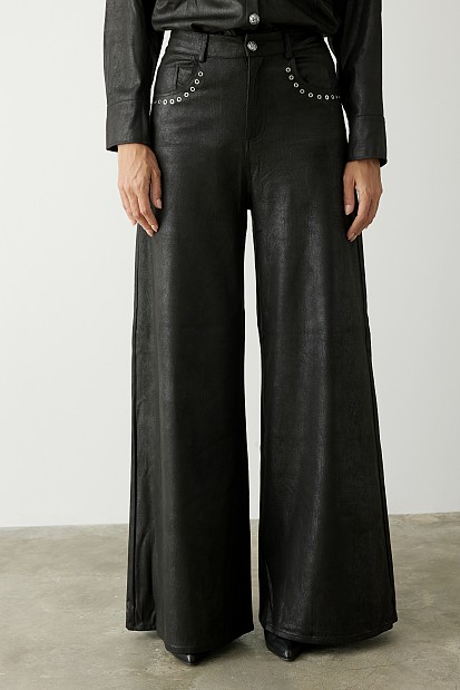 Leather look παντελόνι καμπάνα