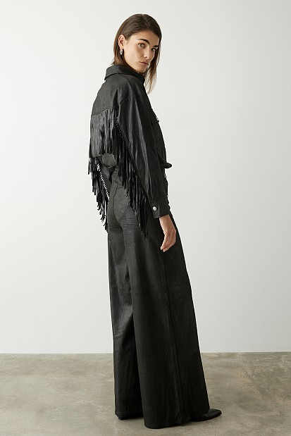 Leather look παντελόνι καμπάνα