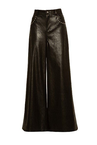 Leather look flared pants