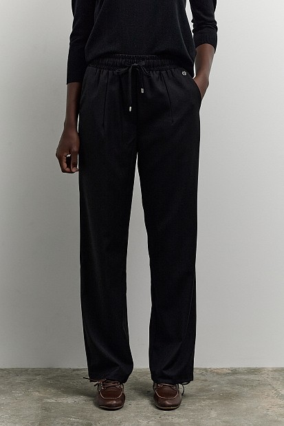 Pants with self-tie strap