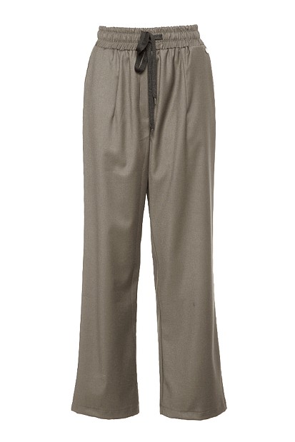 Pants with self-tie strap