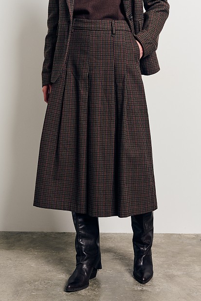 Plaid zip culotte