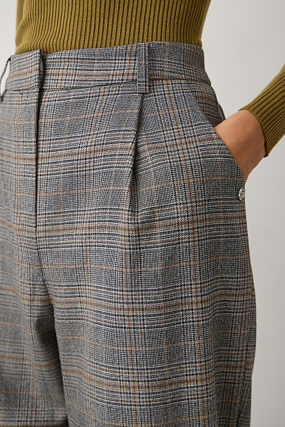 Plaid pants with pleats