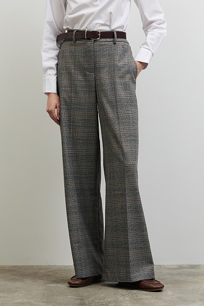 Plaid pants with belt