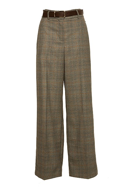 Plaid pants with belt