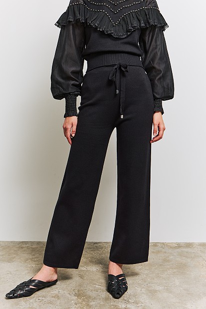 Knit flare trousers