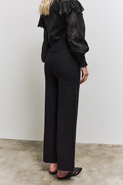 Knit flare trousers