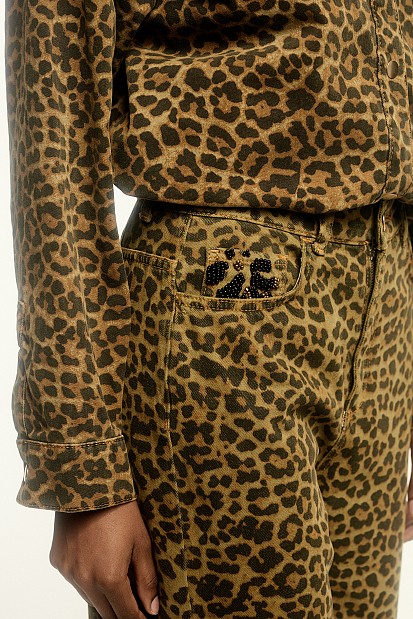 Erika wide-leg animal print jeans