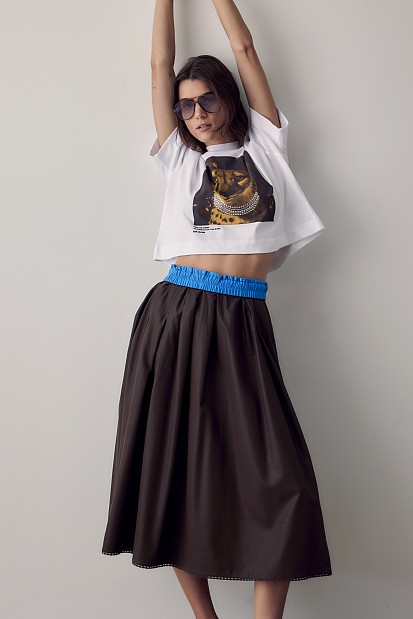 Leather look midi skirt
