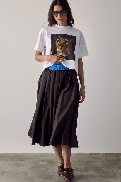 Leather look midi skirt