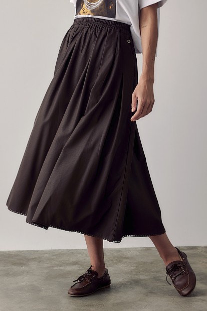 Leather look midi skirt