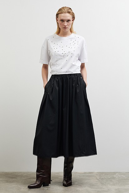 Leather look midi skirt