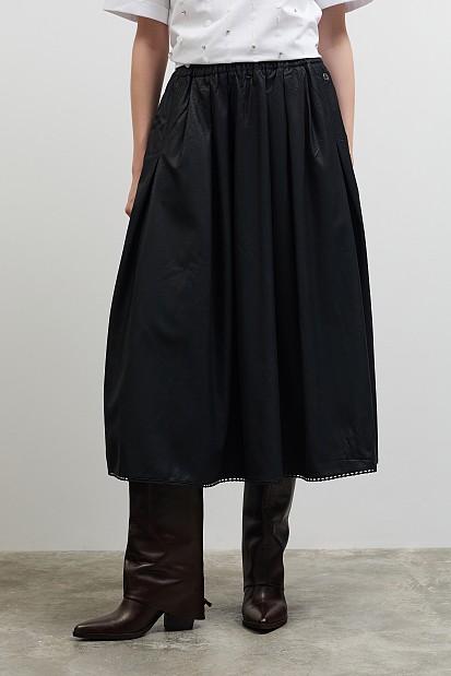 Leather look midi skirt