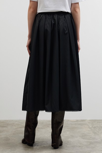 Leather look midi skirt