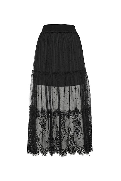 Maxi skirt with tulle and lace