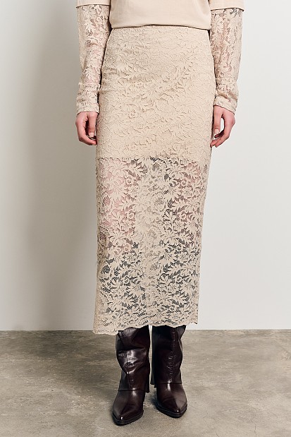 Μίντι φούστα με δαντέλα