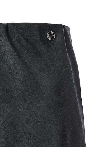 Maxi satin skirt with lace