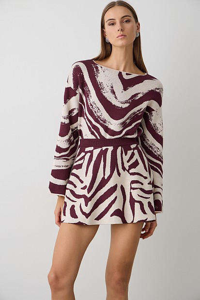 Mini knitted printed skirt