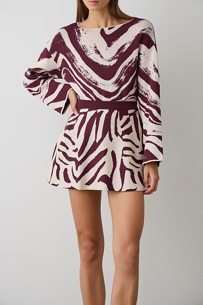 Mini knitted printed skirt