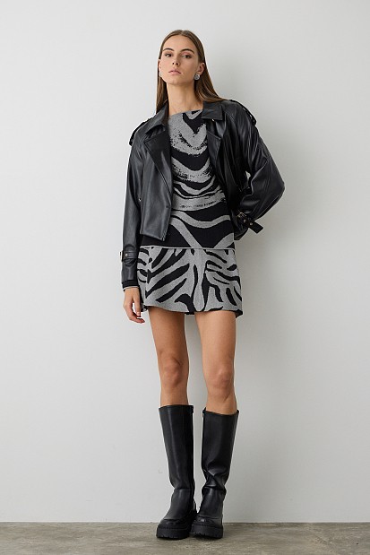 Mini knitted printed skirt