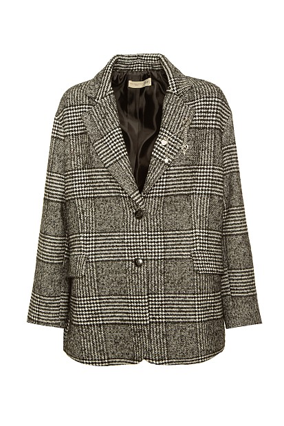 Plaid blazer with pin
