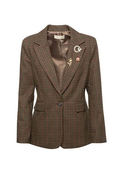 Plaiz blazer with bejeweled pins