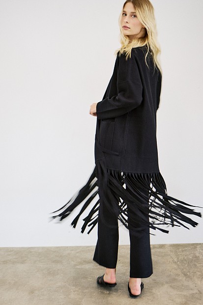 Knit cardigan with fringes