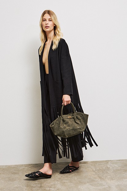 Knit cardigan with fringes